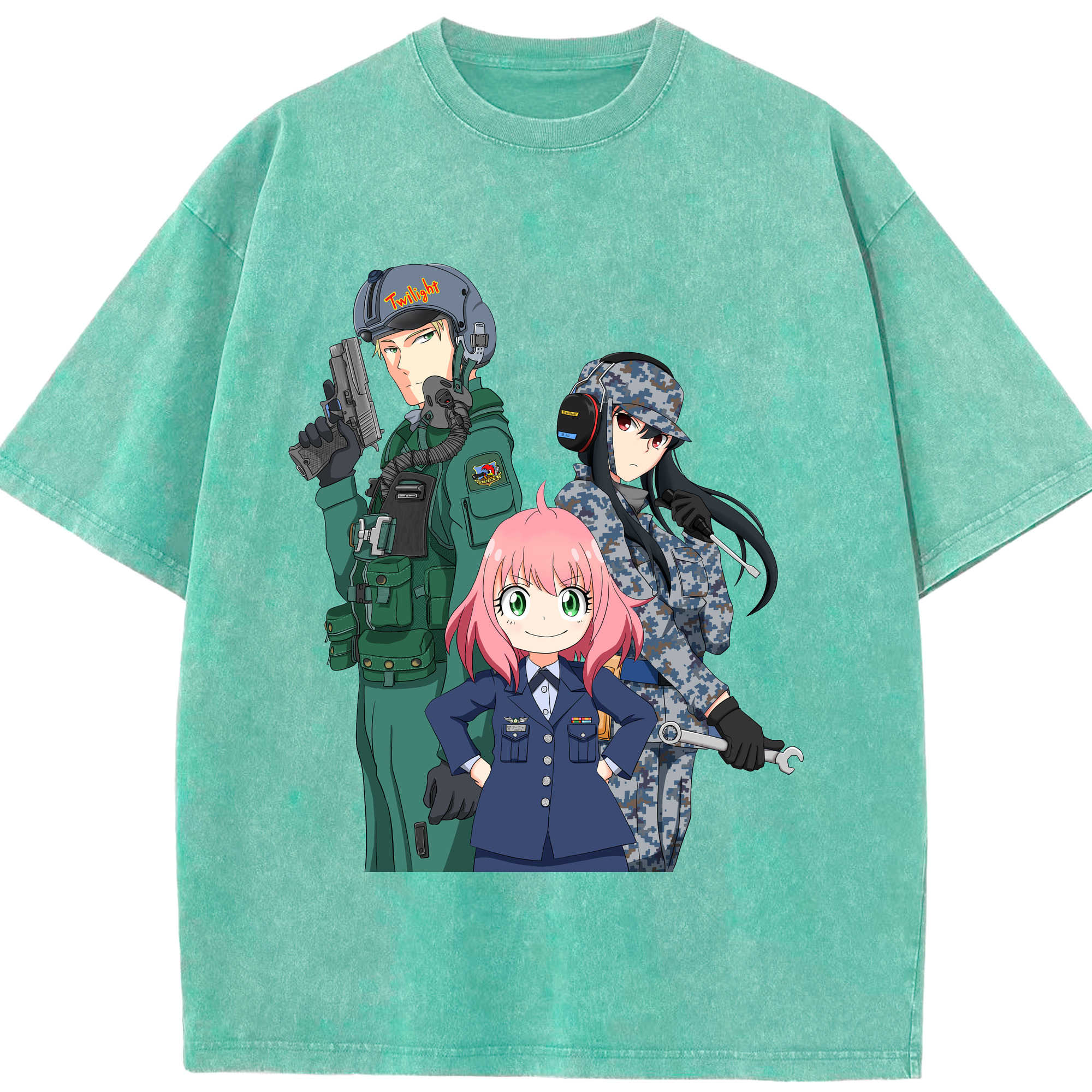 （画像用） SPY×FAMILY间谍家家酒 綿100% ヴィンテージ風 半袖Tシャツ（フロントプリント）